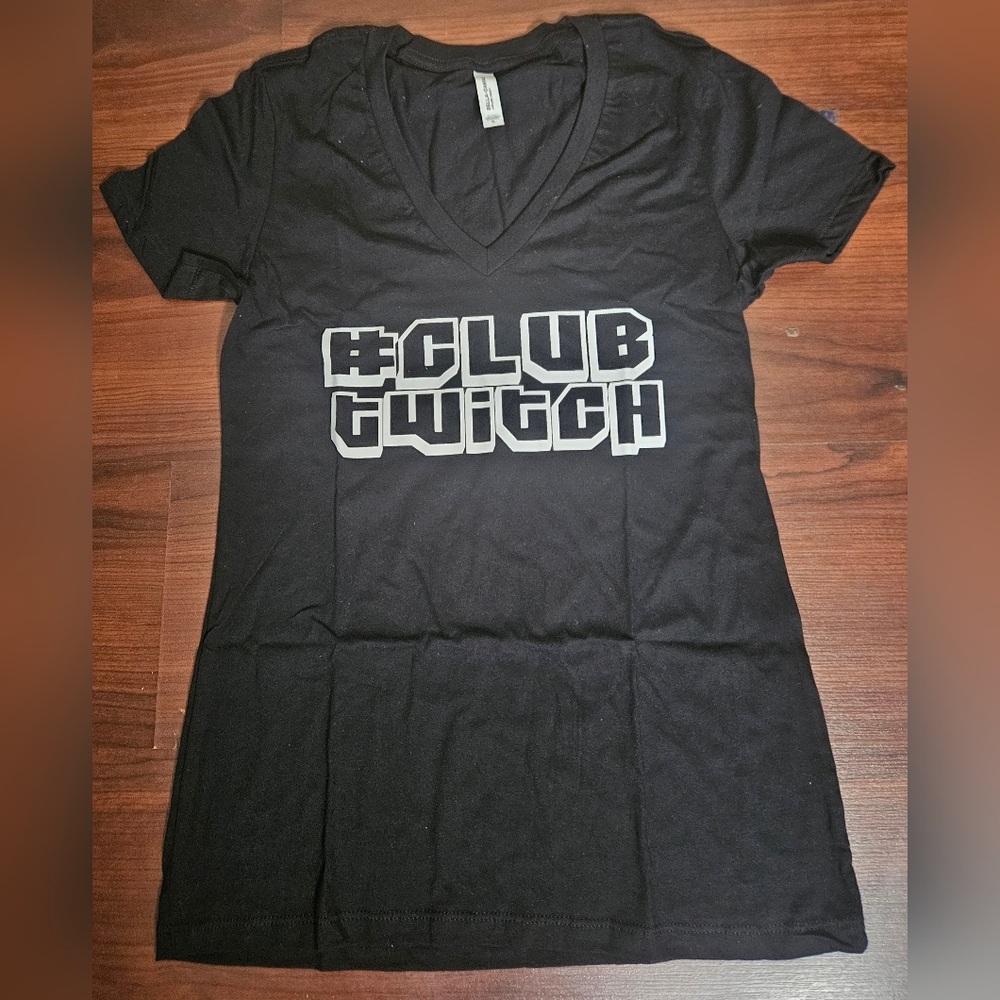 NWOT Women Premium Soft Cotton  T-Shirt V-neck Short Sleeve Fitted Club Twitch